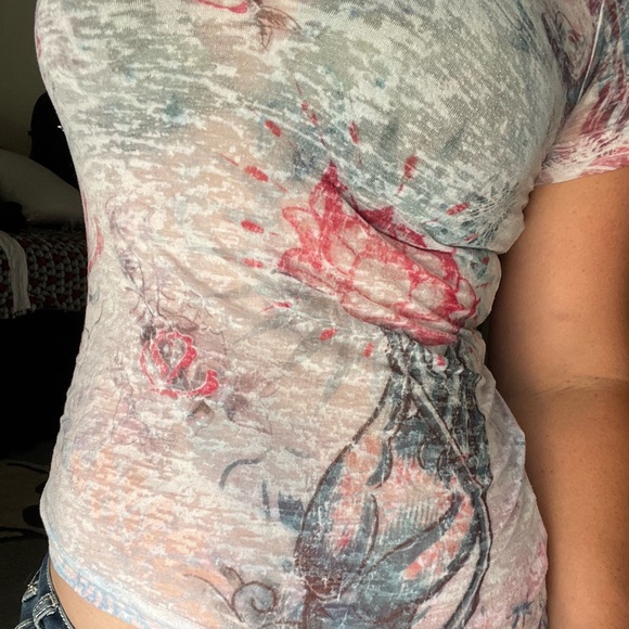 SINFUL AFFLICTION WOMENS TOP TATTOO BURNOUT 💀🖤 - Picture 3 of 10